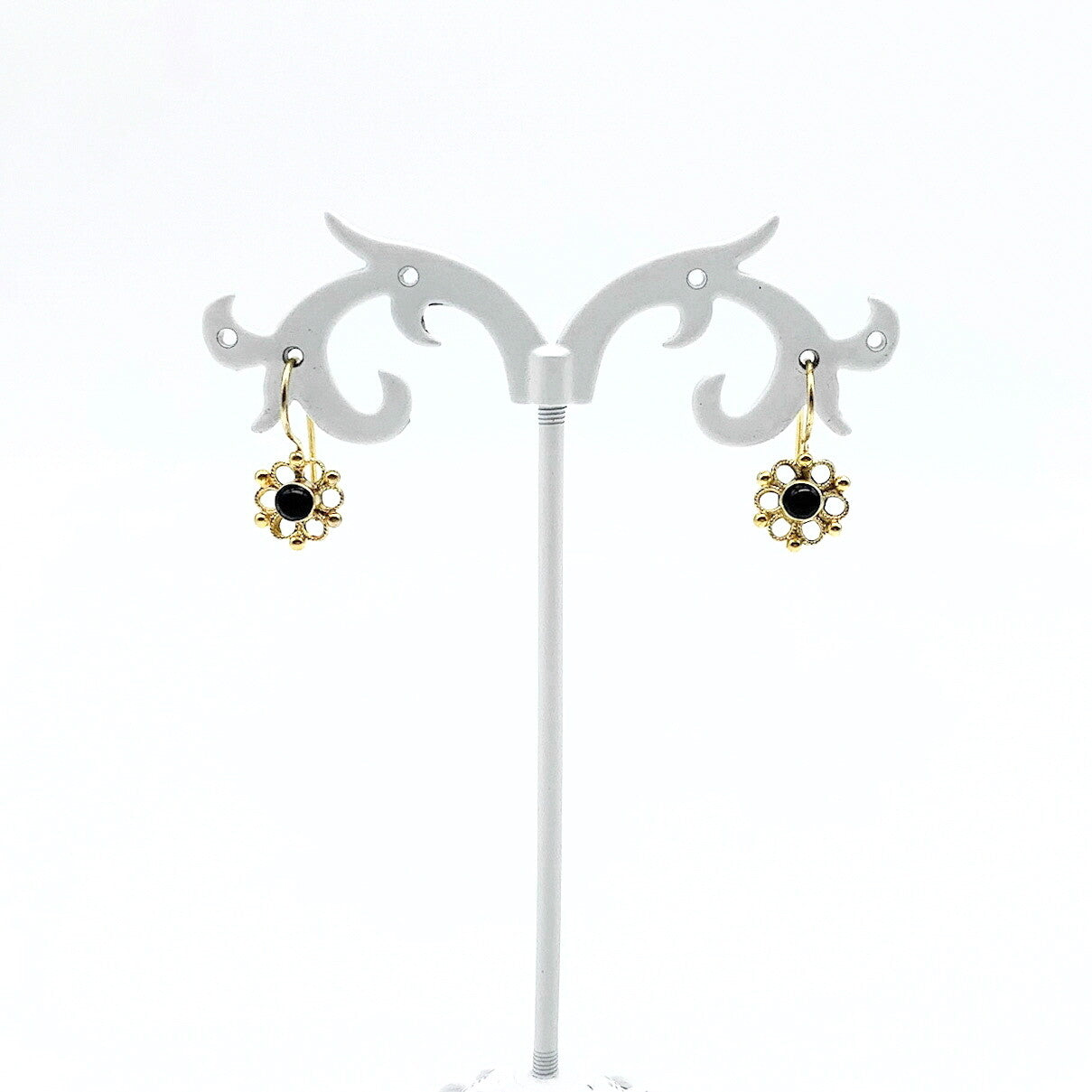 Oorhangers Goud Op Zilver Onyx