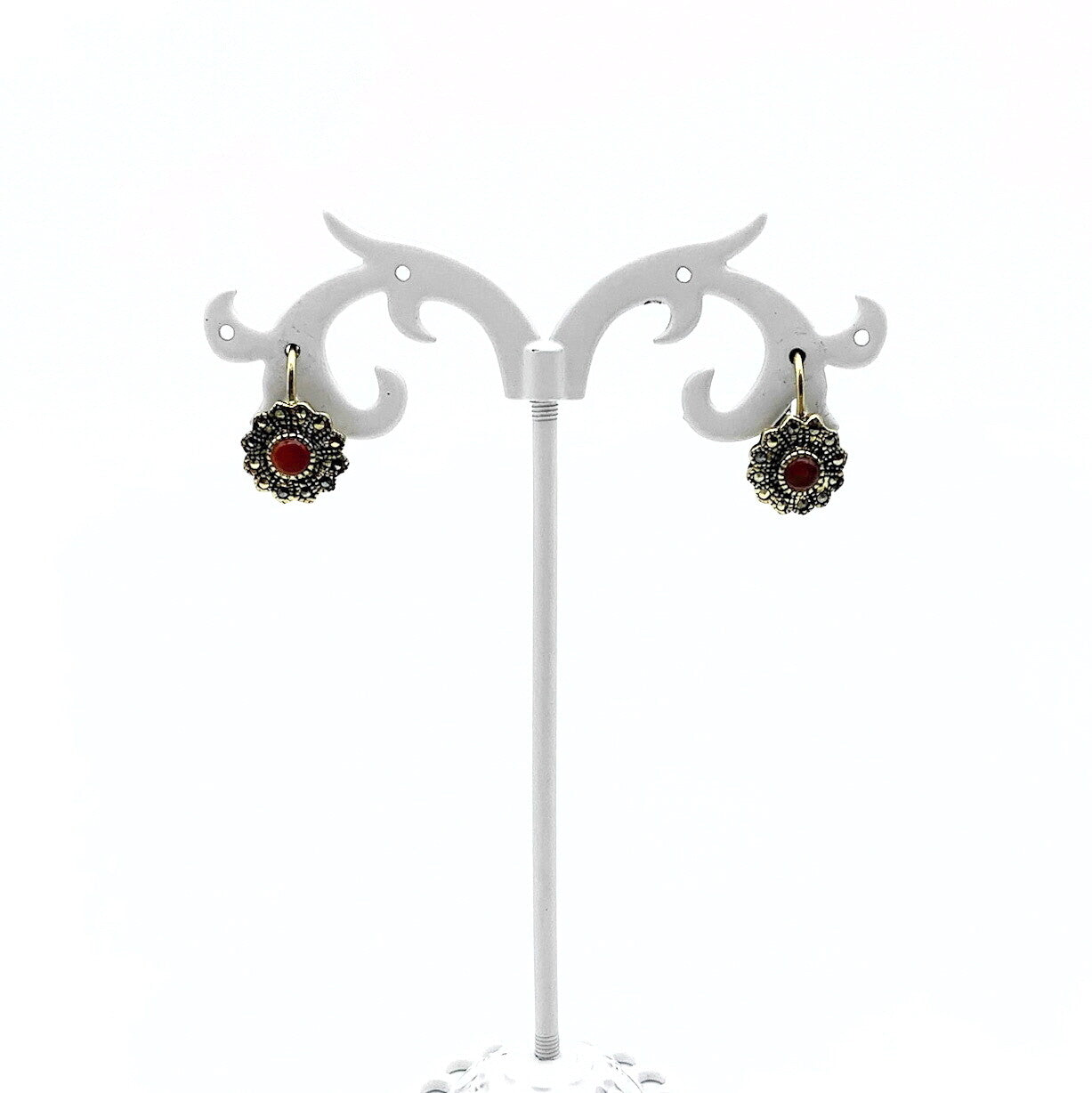 Oorhangers Goud Op Zilver Carneool en Markasiet