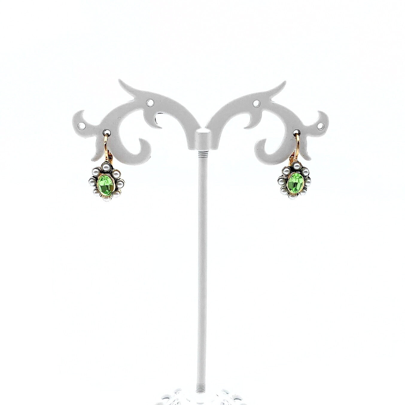 Oorhangers Goud Op Zilver Peridot en Parel