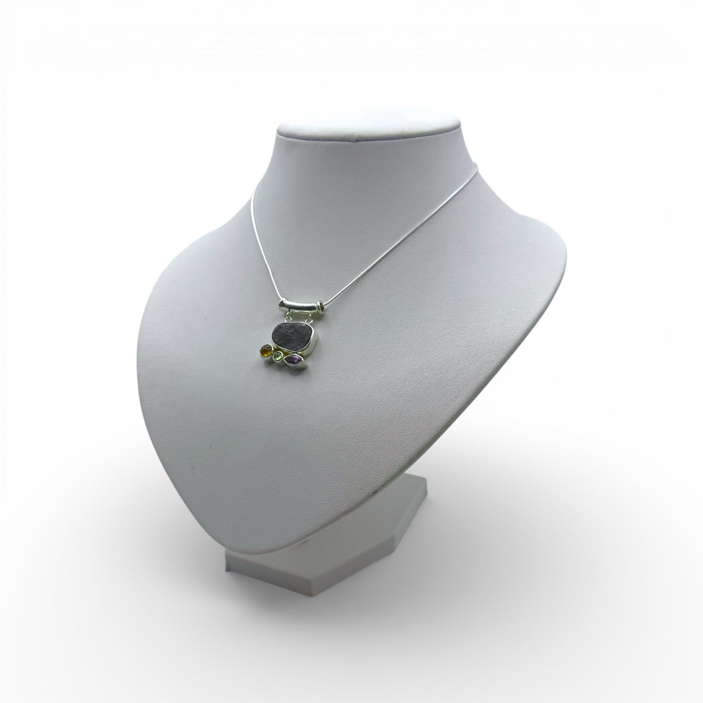 Hanger Purpuriet, Barnsteen, Peridot en Amethist