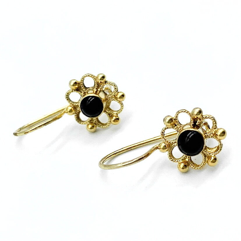 Oorhangers Goud Op Zilver Onyx