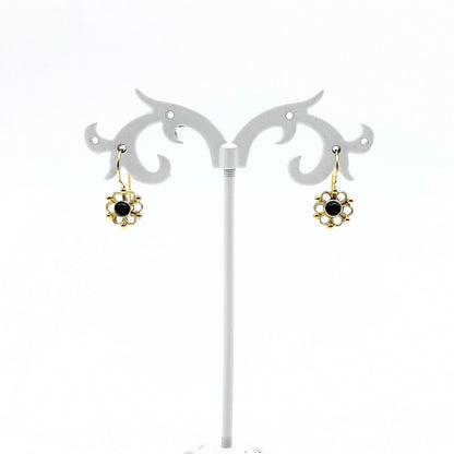 Oorhangers Goud Op Zilver Onyx