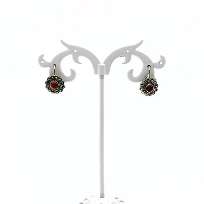 Oorhangers Goud Op Zilver Carneool en Markasiet
