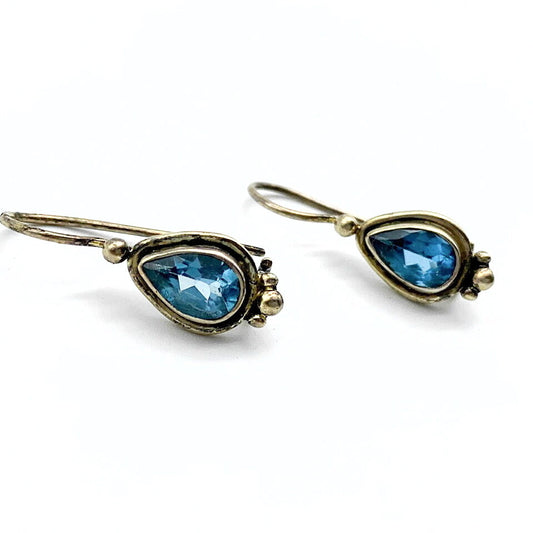 Oorhangers Goud Op Zilver Blauwe Topaas