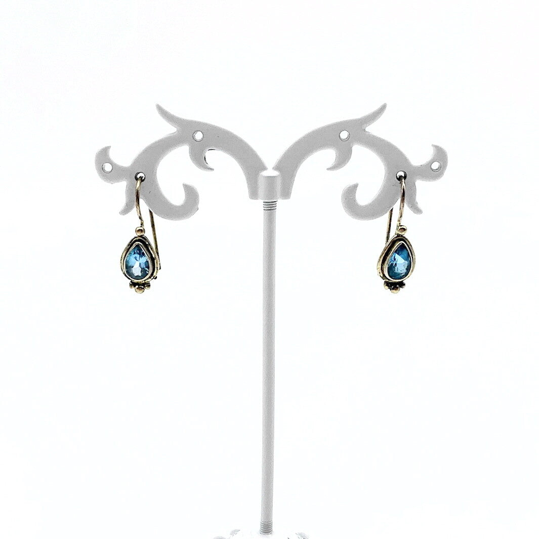 Oorhangers Goud Op Zilver Blauwe Topaas
