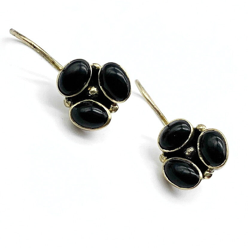 Oorhangers Goud Op Zilver Onyx