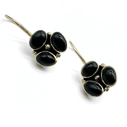 Oorhangers Goud Op Zilver Onyx