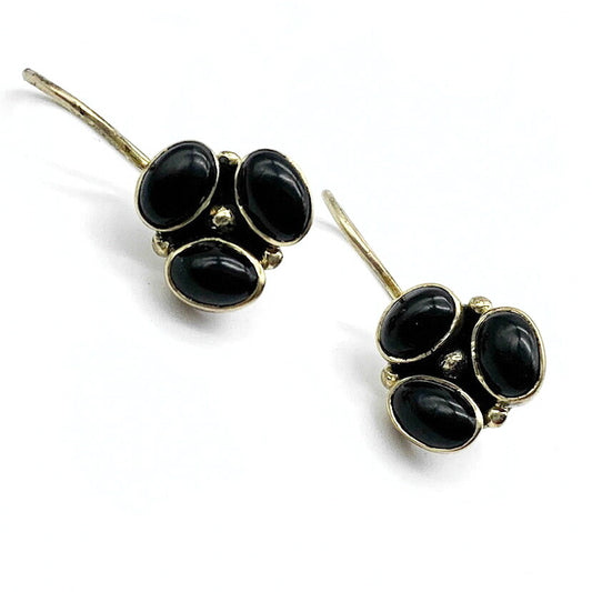 Oorhangers Goud Op Zilver Onyx