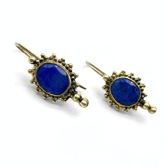 Oorhangers Goud Op Zilver Lapis Lazuli