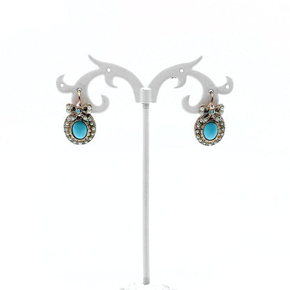 Oorhangers Goud Op Zilver Turkoois en Parel