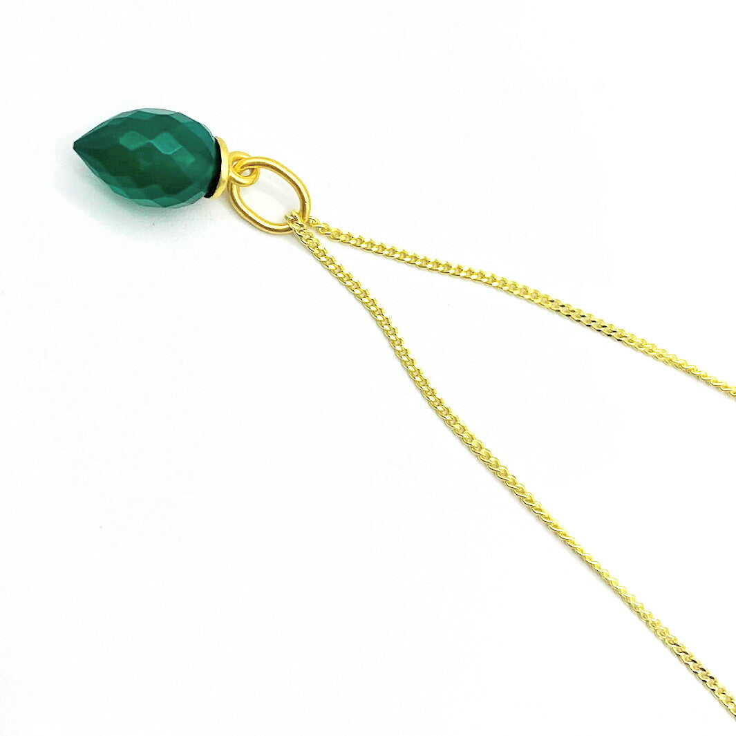 Hanger Goud Op Zilver Groene Onyx