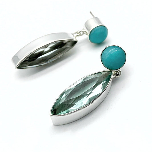 Oorstekers Obsidiaan en Amazoniet