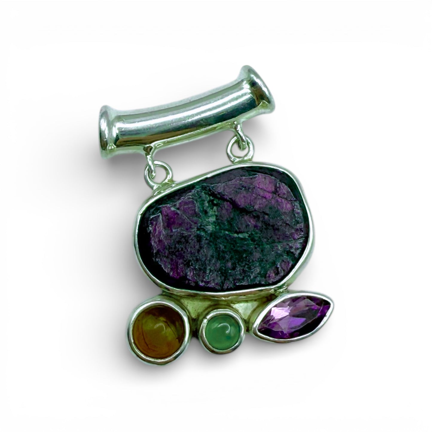 Hanger Purpuriet, Barnsteen, Peridot en Amethist